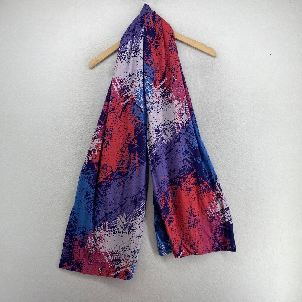 MARC JACOBS Scarf OS Cotton Abstract Graphic Print Jersey Wrap Purple 13" x 36" - Picture 2 of 8